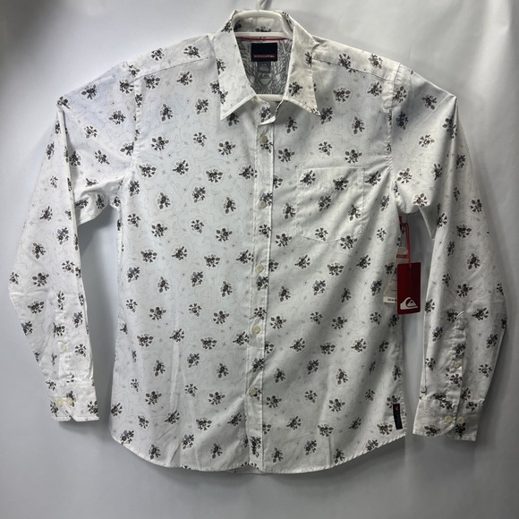 Quiksilver Other - QUIKSILVER Hawaiian Men's Button-Up Long-Sleeve Shirt L White New With Tags‎